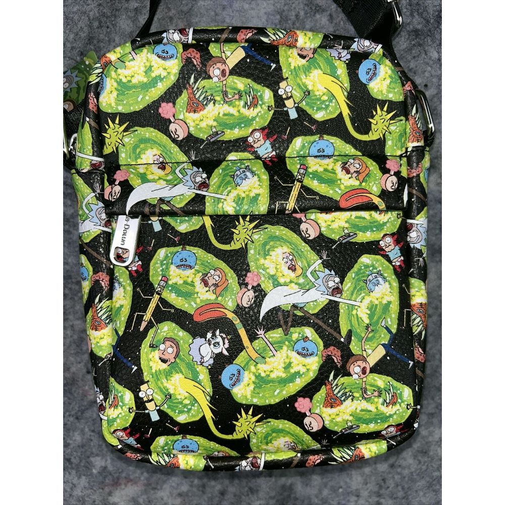 Rick And Morty Adult Swim Buckle Down Crossbody Shoulder Bag Cartoon Neon NWT - Picture 1 of 5